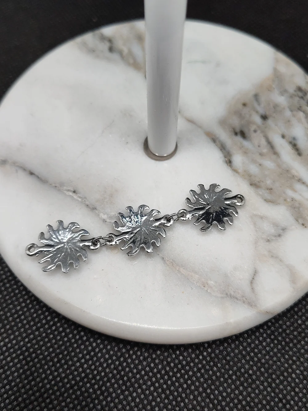 Silver Sunburst Bracelet Connector with Blue and Teal Inlay